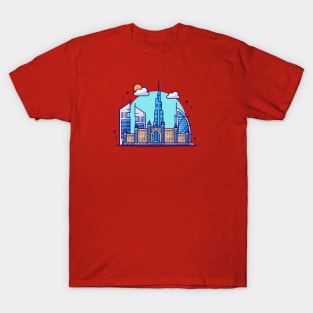 City Dubai Skyline Cartoon Vector Icon Illustration T-Shirt
